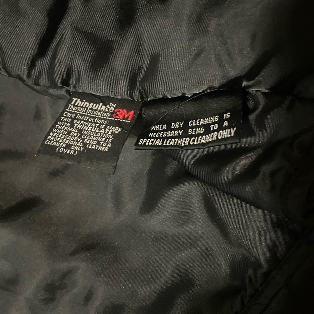 Wilsons Thinsulate Black Leather Bomber Jacket Sz L - Picture 7 of 13